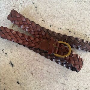 Brown woven leather belt distressed 35”